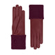 Ines Leather Glove w/Cashmere Cuff Burgandy