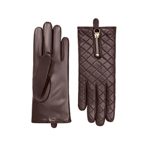 Marie Cashmere Lined Leather Glove - Chocolate