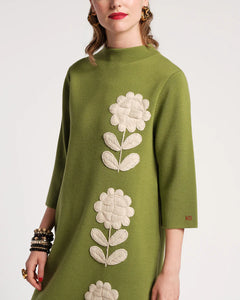 Annie Posy Embroidery Dress - Fern