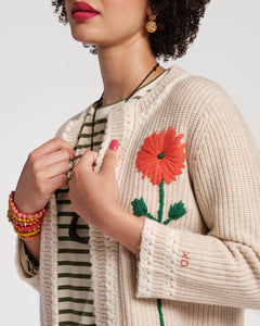 Border Flower Cardigan Cashmere Blend