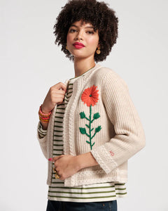 Border Flower Cardigan Cashmere Blend