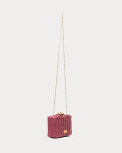 Paige Wicker Box Clutch - Pink