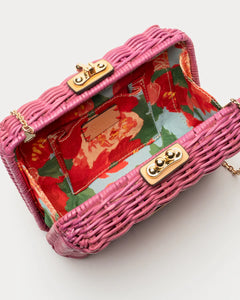 Paige Wicker Box Clutch - Pink