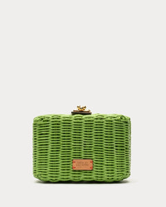 Paige Wicker Box Clutch - Lime Green