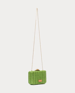 Paige Wicker Box Clutch - Lime Green