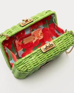 Paige Wicker Box Clutch - Lime Green