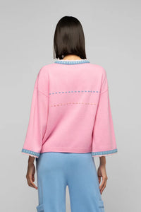 Pannabella Sweater w/Suede Details - Pink