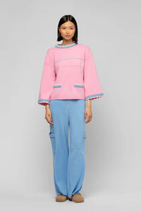 Pannabella Sweater w/Suede Details - Pink