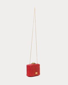 Paige Wicker Box Clutch - Red