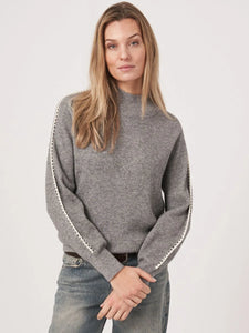 Cashmere Blend Rib Knit Sweater w/Crochet Details