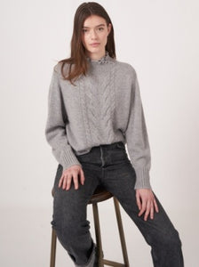 High Neck Cashmere Sweater - Light Grey