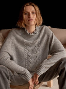 High Neck Cashmere Sweater - Light Grey