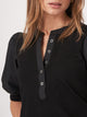 Henley Top with Puffed Sleeves - Black