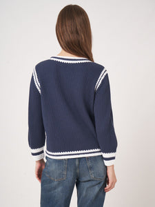 Cotton Knit Sweater - Marine