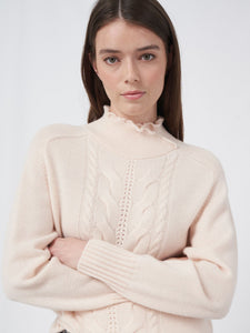 High Neck Cashmere Sweater - Pearl