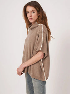 Cashmere Blend Poncho w/Crochet Details