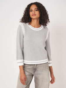 Cotton Knit Sweater - Soft Grey