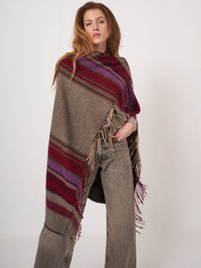 Square Cashmere Scarf w/Stripes